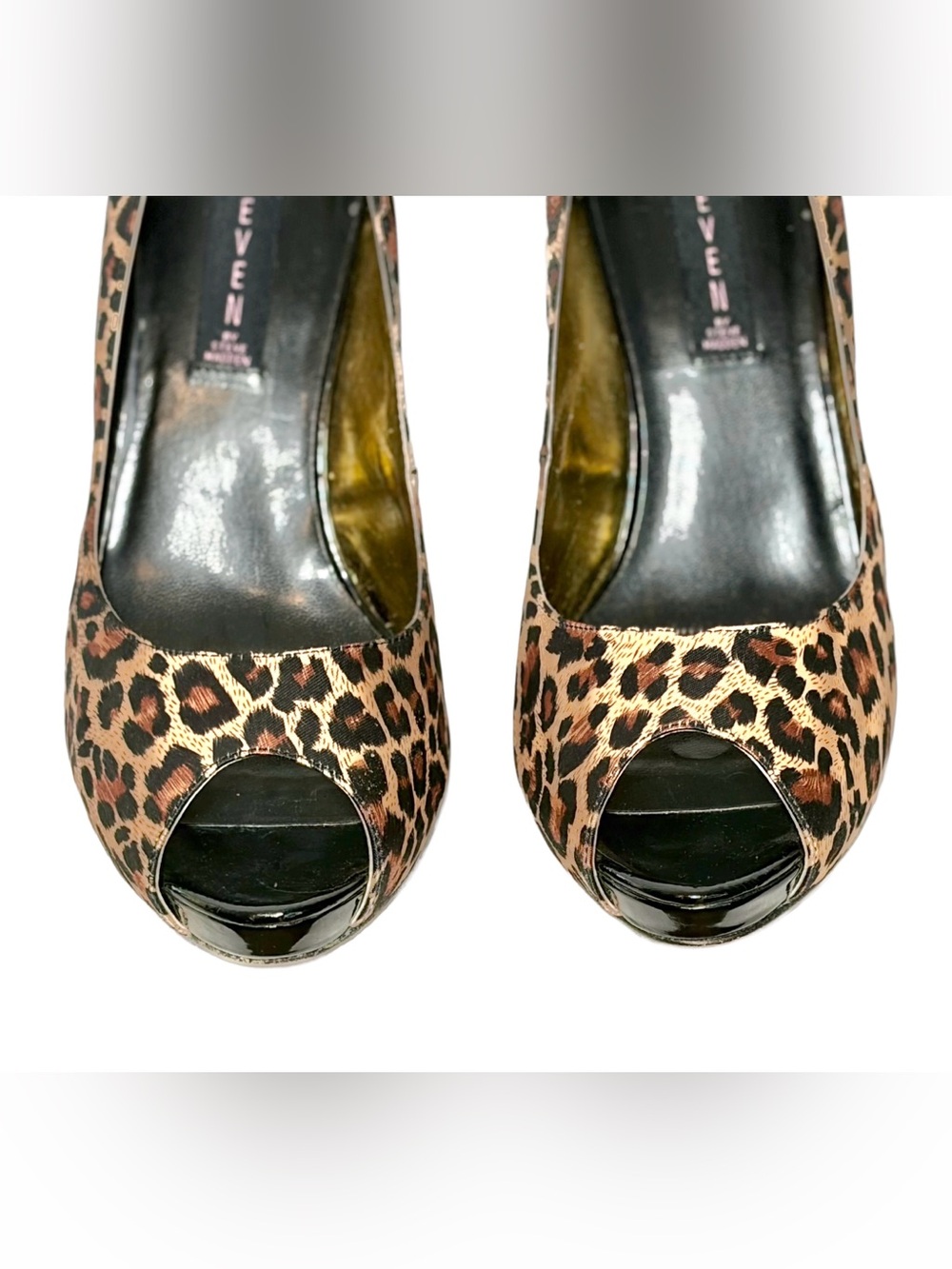 Steve Madden Revue Leopard Print Peep-Toe Platform Heels, 10M, 4 3/4 Inch Heels - Picture 6 of 15